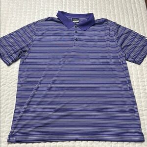 Nike Golf Dri-Fit Purple and White Striped Short Sleeve Polo - Size XL